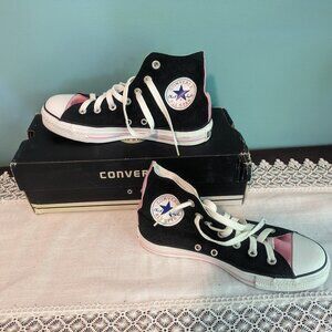 Retro Pink/Black Converse High Tops